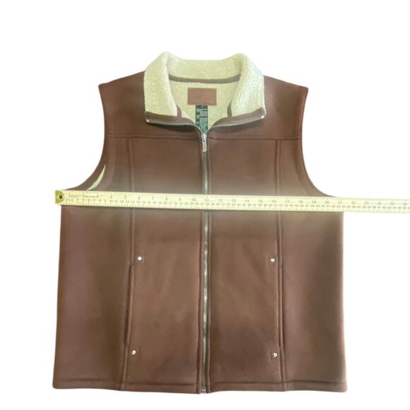 Lauren Ralph Lauren Brown Fleece-Lined Zip Vest Size L Sherpa Collar Workwear - Picture 4 of 8